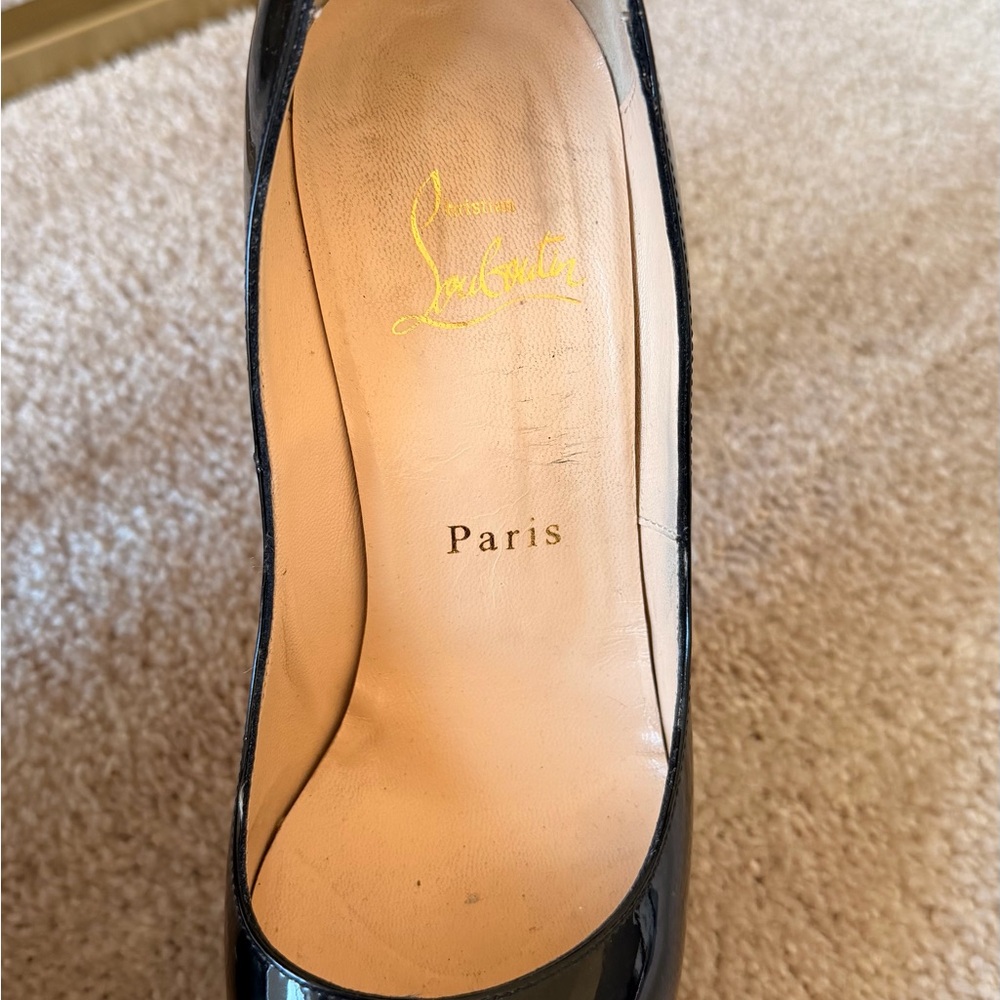 Christian Louboutin Black Patent Peep Toe Pumps - Picture 3 of 15